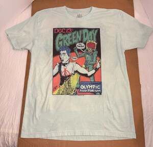 Fresh Clean Tees Green Day Olympic Auditorium Concert Poster Shirt Light Green L